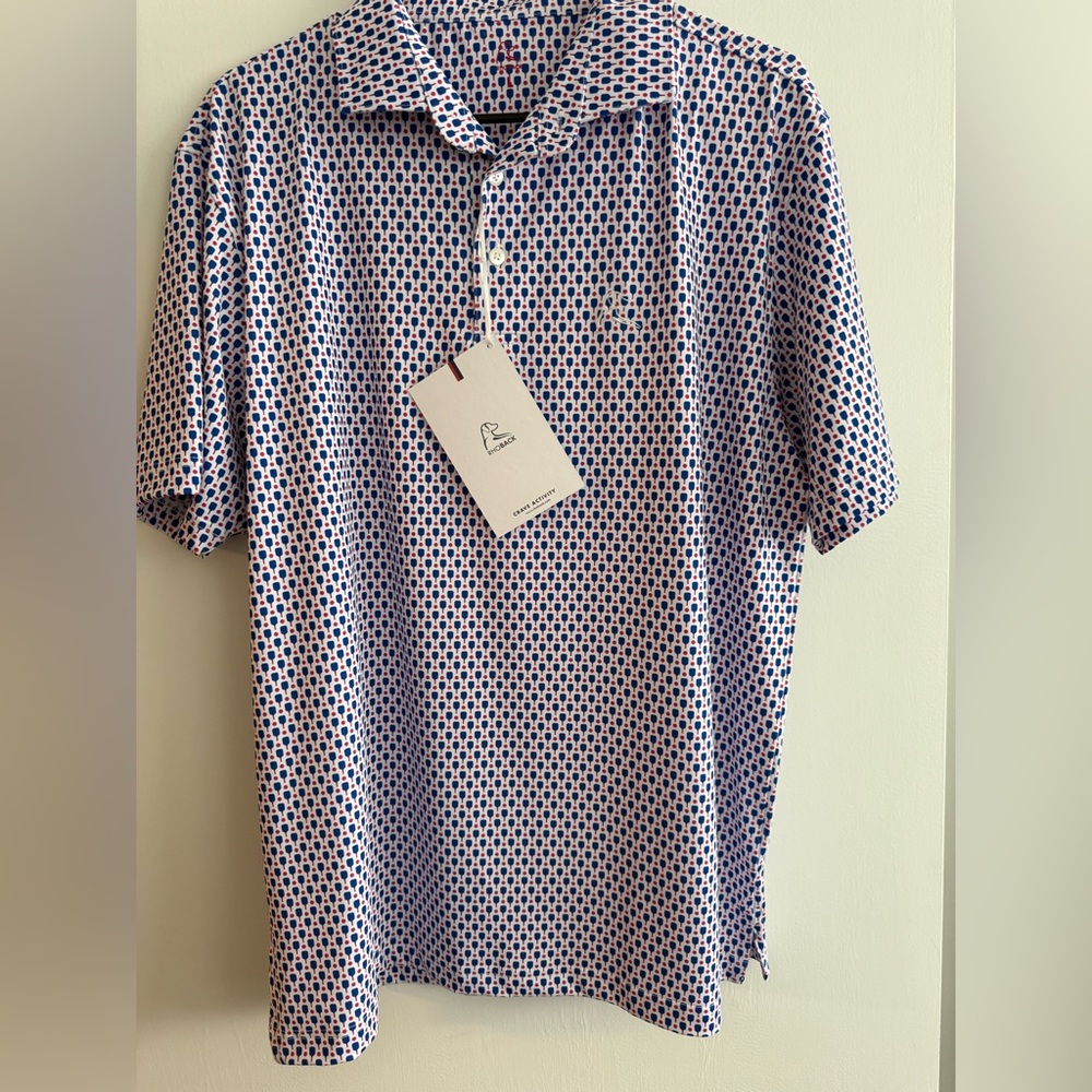 Rhoback - Pickleball Patterned - Red White and Blue Polo Shirt